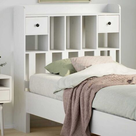 Tête de lit avec rangement-Panneau de lit avec rangement blanc 75 cm bois massif de pin 207884 (1/5)