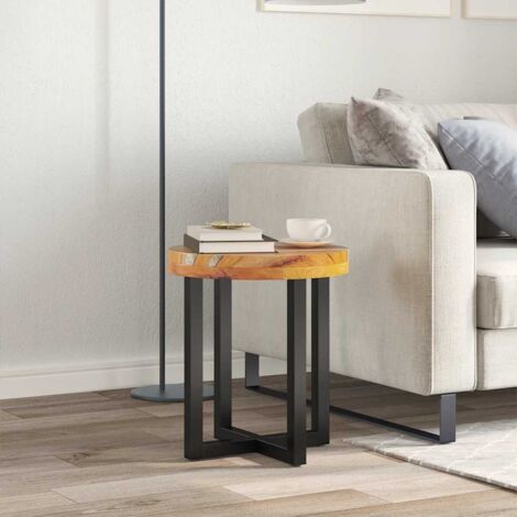 Table basse-Table Salon-Table d'appoint 40x45 cm Bois de teck massif et polyrésine 551082 (1/5)