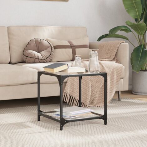 Table basse avec dessus en verre-Table Salon-Table d'appoint transparent 40x40x40 cm acier 900336 (1/5)