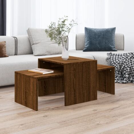 Ensemble table basse-Set de Table Salon Chêne marron 100x48x40cm Bois d'ingénierie 804256 (1/5)