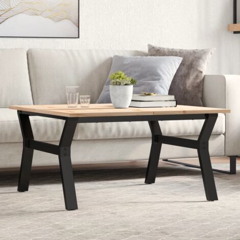 Table basse cadre en Y-Table Salon -Table d'appoint 90x90x45 cm bois de pin massif et acier 211139 (1/5)