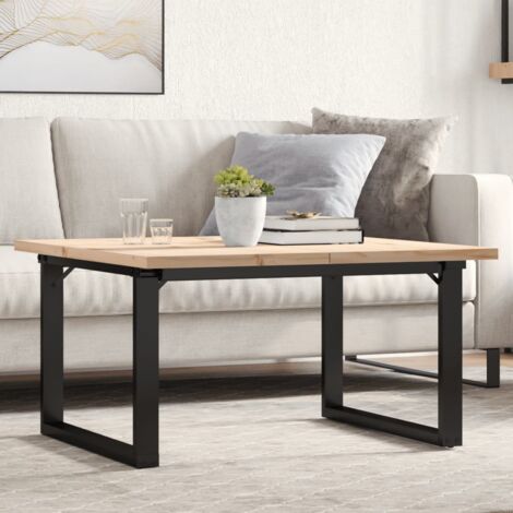 Table basse cadre en O-Table Salon -Table d'appoint 80x80x45,5cm bois de pin massif et acier 171779 (1/5)