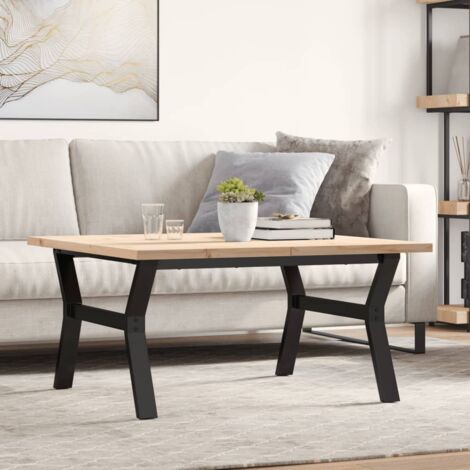Table basse cadre en Y-Table Salon -Table d'appoint 90x90x45,5cm bois de pin massif et acier 968012 (1/5)