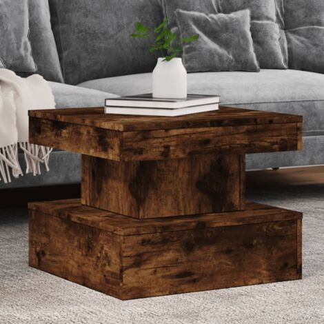 Table basse avec lumières LED-Table Salon à LED chêne fumé 50x50x40 cm 554170 (1/5)
