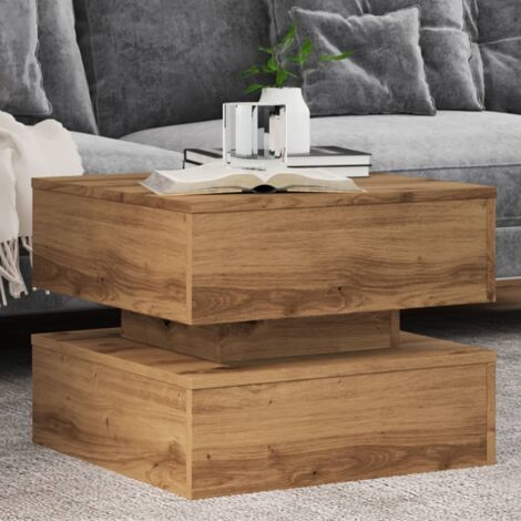 Table basse avec lumières LED-Table Salon à LED chêne artisanal 50x50x40 cm 447667 (1/5)