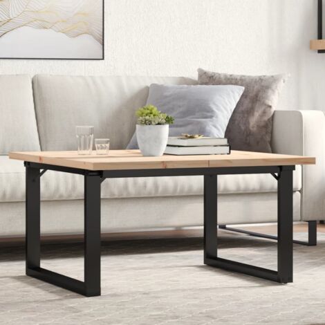 Table basse cadre en O-Table Salon -Table d'appoint 90x90x45,5cm bois de pin massif et acier 617863 (1/5)