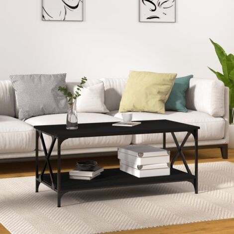 Table basse-Table Salon-Table d'appoint Noir 100x50x45 cm Bois d'ingénierie et fer 395258 (1/5)