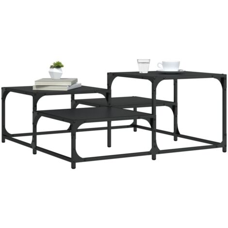 Table basse-Table Salon-Table d'appoint noir 87,5x87,5x40 cm bois d'ingénierie 327360 (1/5)