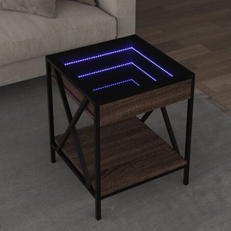 Table basse avec LED infini-Table Salon avec lumière chêne marron 40x40x49 cm 702228 (1/5)