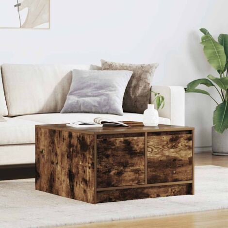 Table basse avec tiroirs-Table Salon à rangement chêne fumé 70,5x70x40 cm 223577 (1/5)