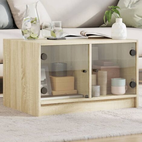 Table basse avec portes en verre-Table Salon-Table d'appoint chêne sonoma 68x50x42 cm 494708 (1/5)