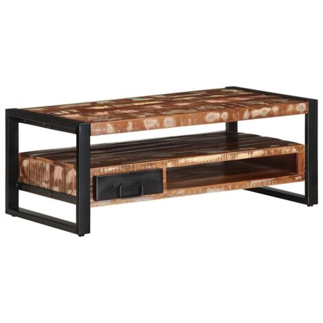 Table basse-Table Salon-Table d'appoint multicolore 90x50x36 cm bois de récupération massif 457305 (1/5)