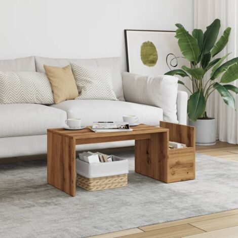 Table basse-Table Salon -Table d'appoint chêne artisanal 90x45x35 cm bois d'ingénierie 722840 (1/5)