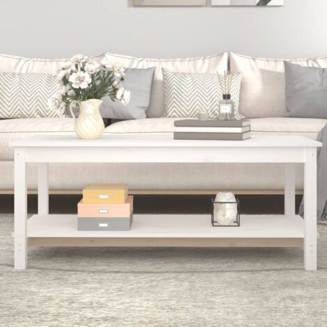 Table basse-Table Salon -Table d'appoint Blanc 110x55x45 cm Bois massif de pin 862403 (1/5)