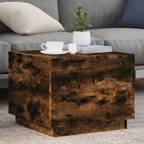 Table basse avec lumières LED-Table Salon à LED chêne fumé 50x50x40 cm 572756 (1/5)
