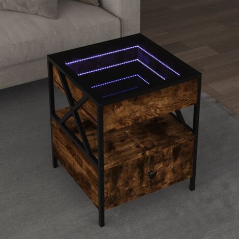 Table basse avec LED infini-Table Salon avec lumière chêne fumé 40x40x51 cm 340249 (1/5)