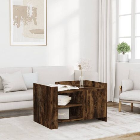 Table basse-Table Salon -Table d'appoint chêne fumé 80x50x50 cm bois d'ingénierie 822815 (1/5)