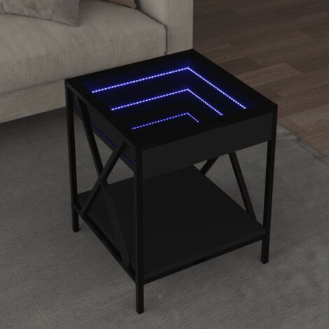 Table basse avec LED infini-Table Salon avec lumière noir 40x40x49 cm 528385 (1/5)
