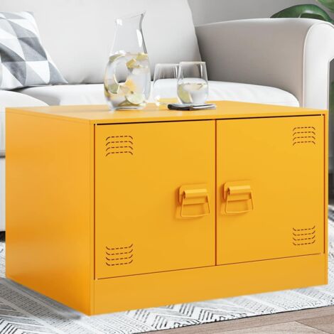 Table basse-Table Salon-Table d'appoint Jaune moutarde 67x50x44 cm acier 421215 (1/5)