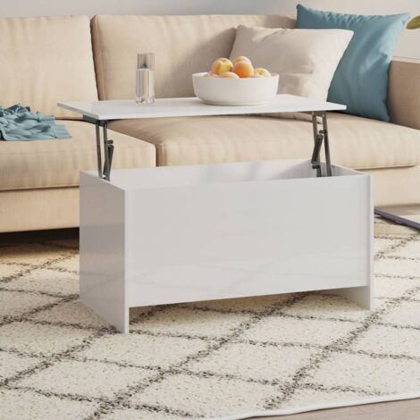 Table basse-Table Salon -Table d'appoint blanc brillant 102x55,5x52,5 cm bois d'ingénierie 544722 (1/5)