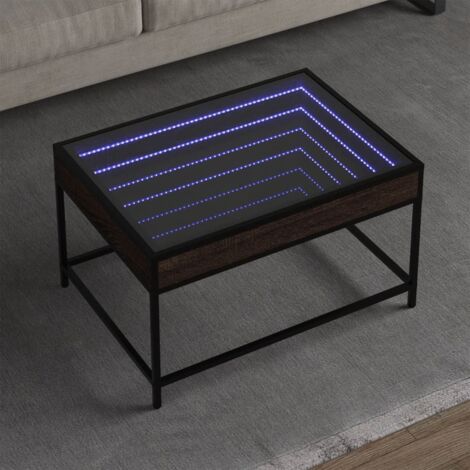 Table basse avec LED infini-Table Salon avec lumière chêne marron 70x50x41 cm 627380 (1/5)