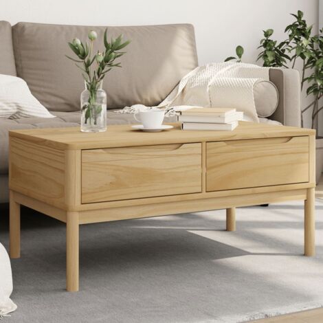 Table basse-Table Salon-Table d'appoint FLORO cire marron 99x55,5x45 cm bois massif de pin 336351 (1/5)