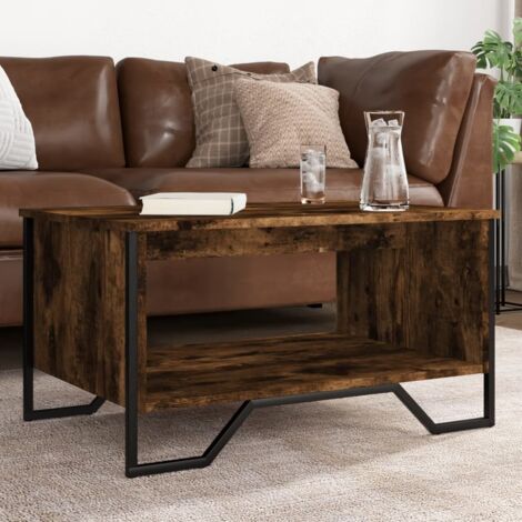 Table basse-Table Salon -Table d'appoint chêne fumé 75x51x40 cm bois d'ingénierie 377053 (1/5)