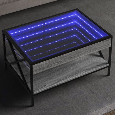Table basse avec LED infini-Table Salon avec lumière sonoma gris 70x50x38 cm 896908 (1/5)