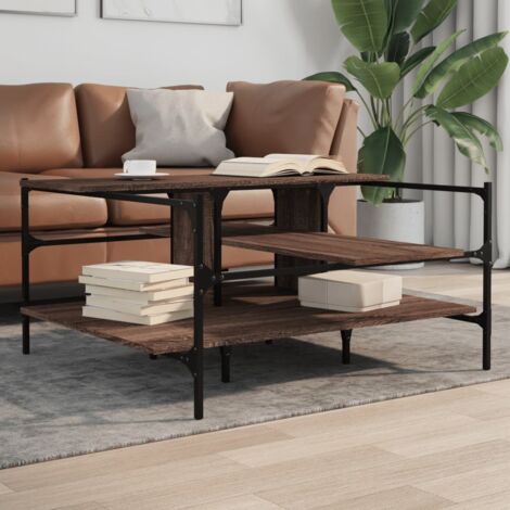 Table basse-Table Salon -Table d'appoint chêne marron 100x100x48,5 cm bois d'ingénierie 707124 (1/5)