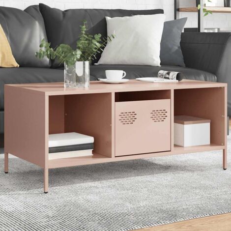 Table basse-Table Salon-Table d'appoint rose 101,5x50x43,5 cm acier laminé à froid 277729 (1/5)