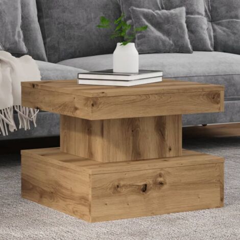 Table basse avec lumières LED-Table Salon à LED chêne artisanal 50x50x40 cm 562725 (1/5)
