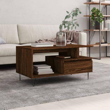 Table basse-Table Salon -Table d'appoint Chêne marron 90x49x45 cm Bois d'ingénierie 882471 (1/5)