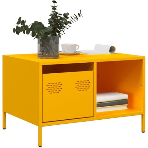 Table basse-Table Salon-Table d'appoint jaune moutarde 68,5x50x43,5 cm acier laminé à froid 813578 (1/5)