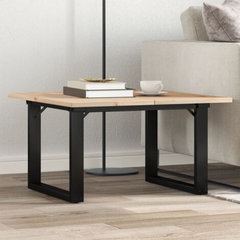 Table basse cadre en O-Table Salon -Table d'appoint 70x70x40 cm bois de pin massif et acier 533238 (1/5)