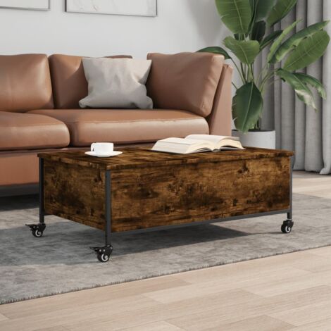 Table basse avec roulettes-Table Salon-Table d'appoint chêne fumé bois d'ingénierie 883265 (1/5)