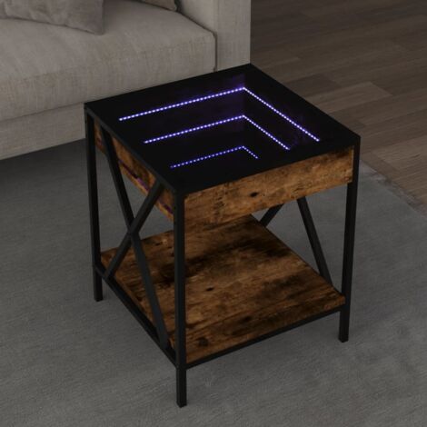 Table basse avec LED infini-Table Salon avec lumière chêne fumé 40x40x49 cm 483602 (1/5)