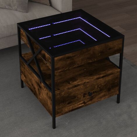 Table basse avec LED infini-Table Salon avec lumière chêne fumé 50x50x51 cm 101476 (1/5)