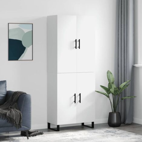 Buffet haut-Armoire de rangement Blanc 69,5x34x180 cm Bois d'ingénierie 176919 (1/5)