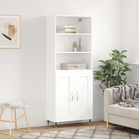 Buffet haut-Armoire de rangement Blanc 69,5x34x180 cm Bois d'ingénierie 578941 (1/5)