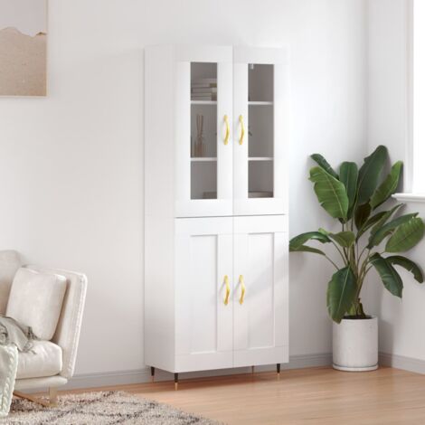 Buffet haut-Armoire de rangement Blanc 69,5x34x180 cm Bois d'ingénierie 788494 (1/5)
