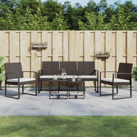 Ensemble à manger de jardin avec coussins 5 pcs-Salon de jardin-Ensemble repas d'extérieur marron rotin PP 498343 (1/5)