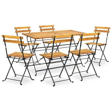Ensemble à manger de jardin pliable 7 pcs-Salon de jardin-Ensemble repas d'extérieur Bois d'acacia solide 365102 (1/5)