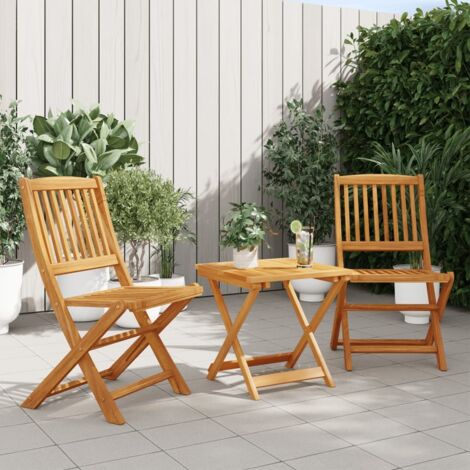 Ensemble à manger de jardin pliable 3 pcs-Salon de jardin-Ensemble repas d'extérieur bois d'acacia massif 982017 (1/5)