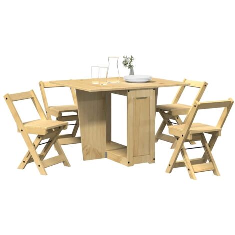 Ensemble à manger papillon 5 pcs-Table de Salle à Manger-Ensemble dîner Corona pliable cire marron pin 335231