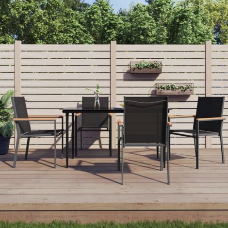 Ensemble à manger de jardin 5 pcs-Salon de jardin-Ensemble repas d'extérieur noir textilène et acier 915510 (1/5)