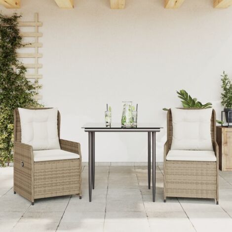 Ensemble à manger de jardin et coussins 3 pcs-Salon de jardin-Ensemble repas d'extérieur Beige poly rotin 409716 (1/5)