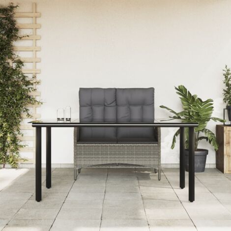 Ensemble à manger jardin et coussins 2 pcs-Salon de jardin-Ensemble repas d'extérieur gris rotin 778134 (1/5)