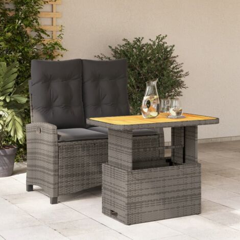 Ensemble à manger de jardin et coussins 2 pcs-Salon de jardin-Ensemble repas d'extérieur gris rotin 580608 (1/5)