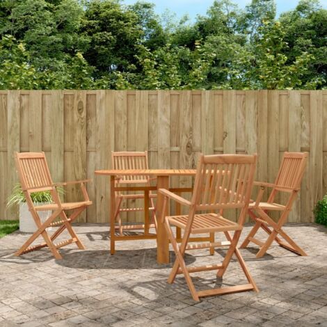 Ensemble à manger de jardin pliable 5 pcs-Salon de jardin-Ensemble repas d'extérieur Bois d'acacia solide 617964 (1/5)