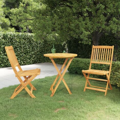 Ensemble à manger de jardin pliable 3 pcs-Salon de jardin-Ensemble repas d'extérieur Bois d'acacia solide 905618 (1/5)